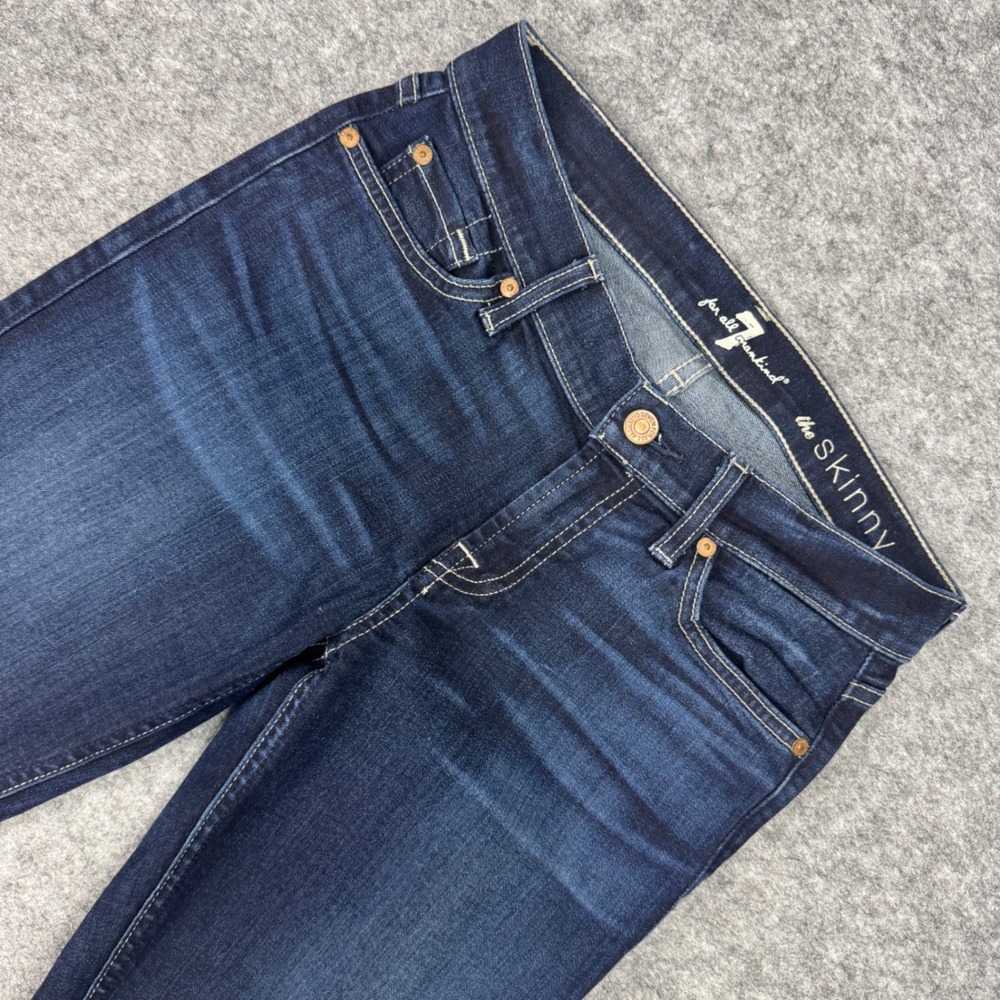 7 For All Mankind The Skinny Jeans Women 26 Dark Wash Indigo Stretch Denim Slim